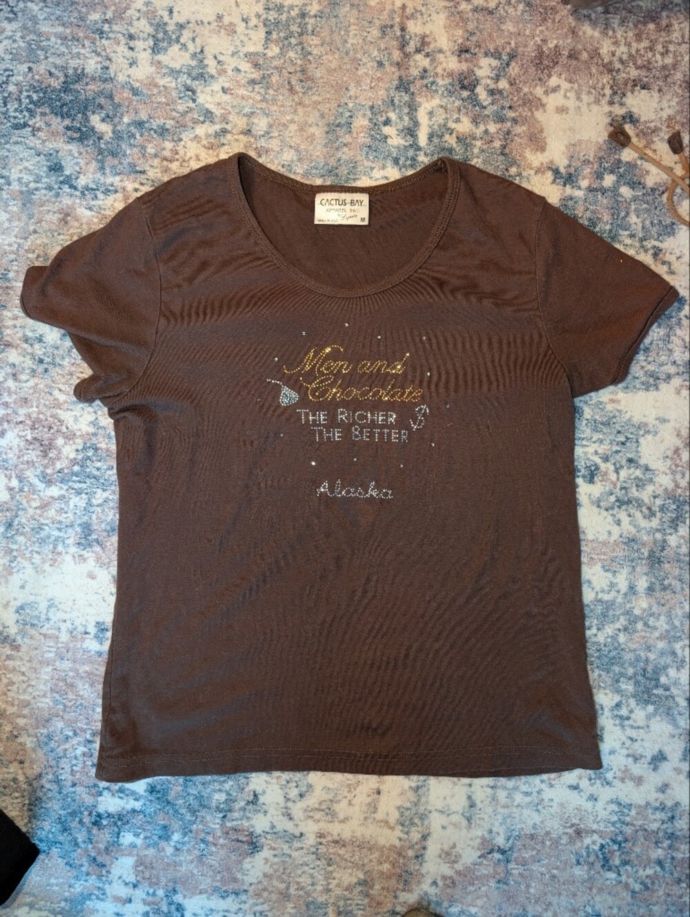 Womens Y2K Rhinestone Graphic Shirt